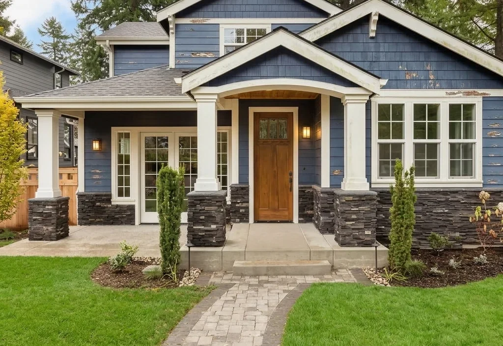 Before exterior painting in Denver craftsman home